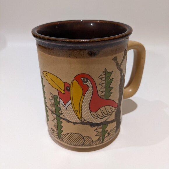 Vintage Northcraft Exotic Birds Parrots Coffee Tea Mug - RARE As Is - Picture 6 of 7